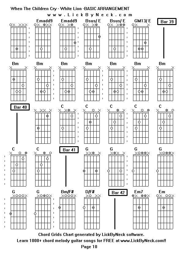 Chord Grids Chart of chord melody fingerstyle guitar song-When The Children Cry - White Lion -BASIC ARRANGEMENT,generated by LickByNeck software.